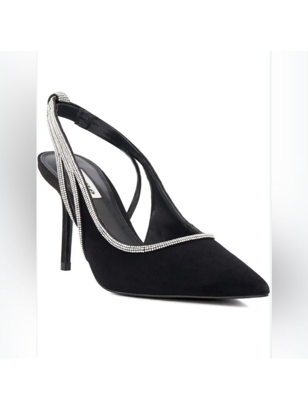 Dune London Black Suede Cinematic Pointed Toe Slingback Heels - Size 39 Euro
